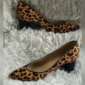 Marc Fisher Leopard Print Cow Hair Pointed Toe Low Heel Pumps - Size 6M
